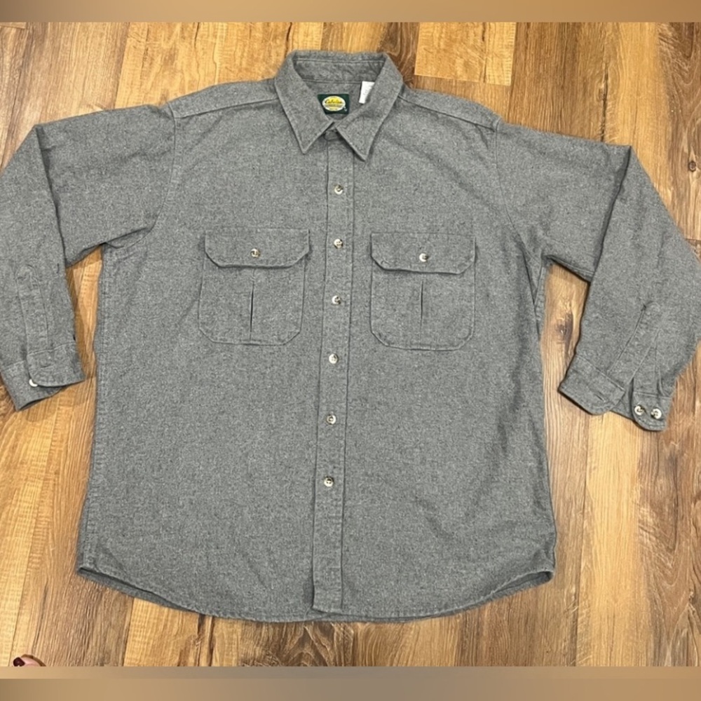 Cabelas Men’s Vintage 90’s Gray Chamois Button Down Shirt (Size X-Large) EUC